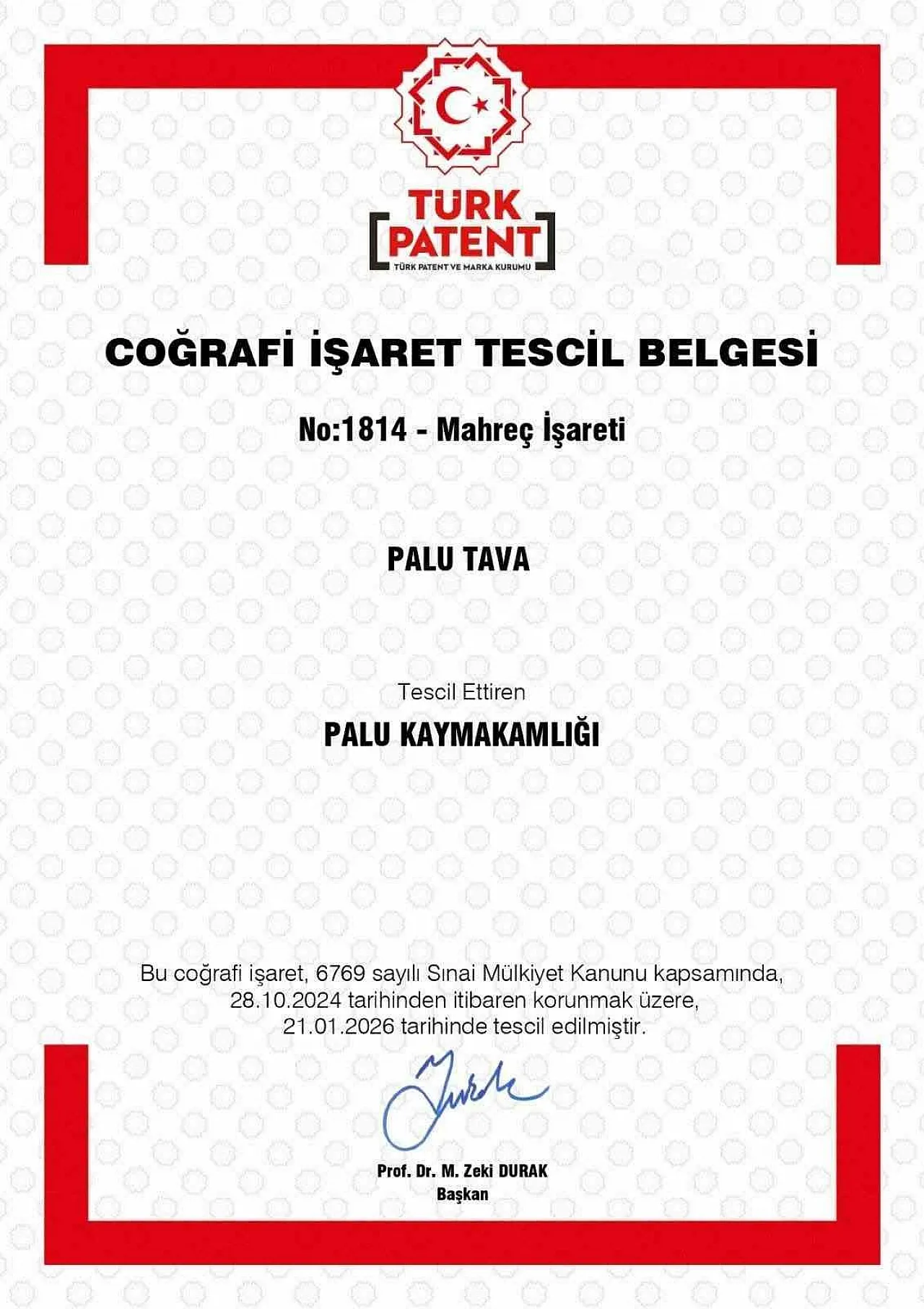 'Palu Tava' coğrafi işaret tescili aldı