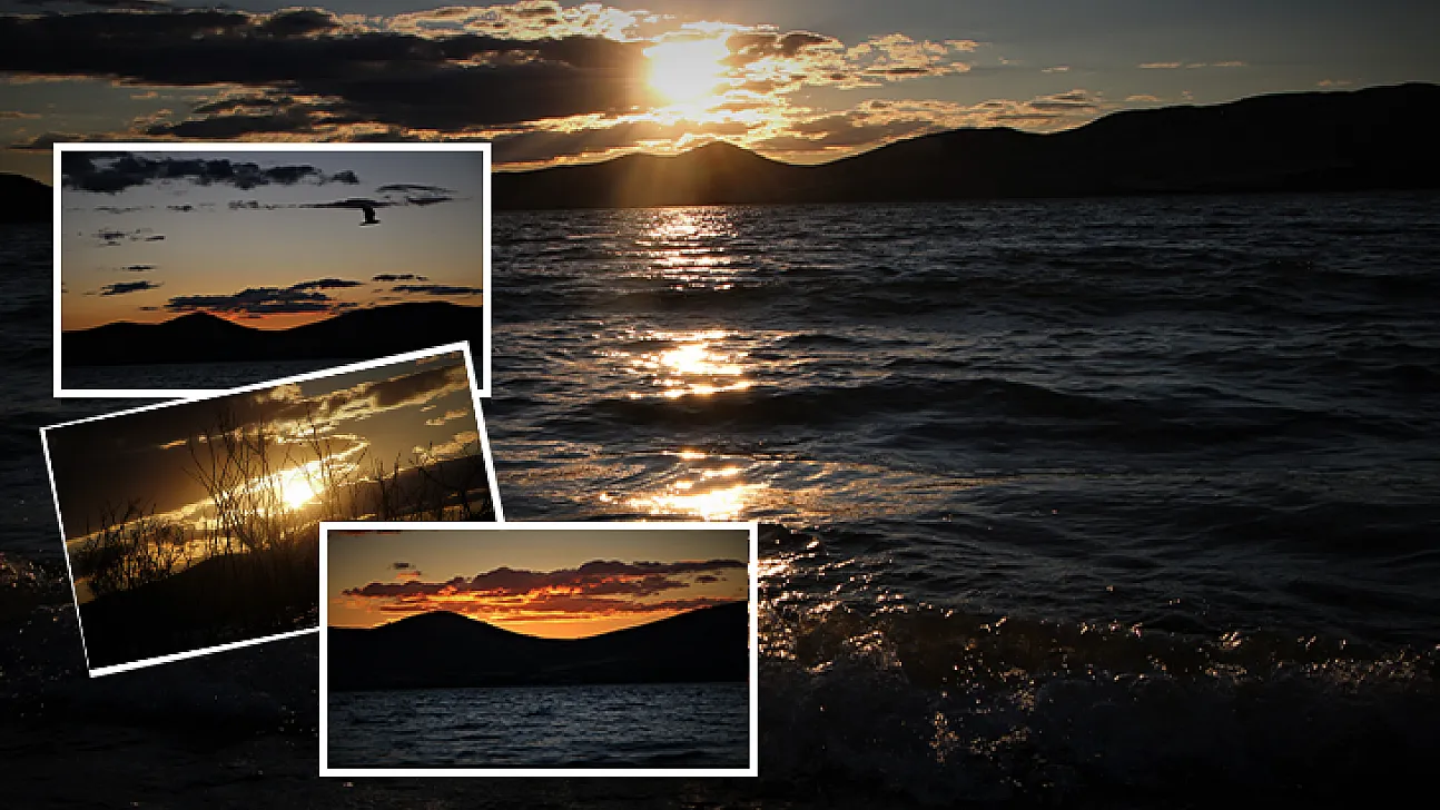 Hazar Gölü'nde eşsiz günbatımı