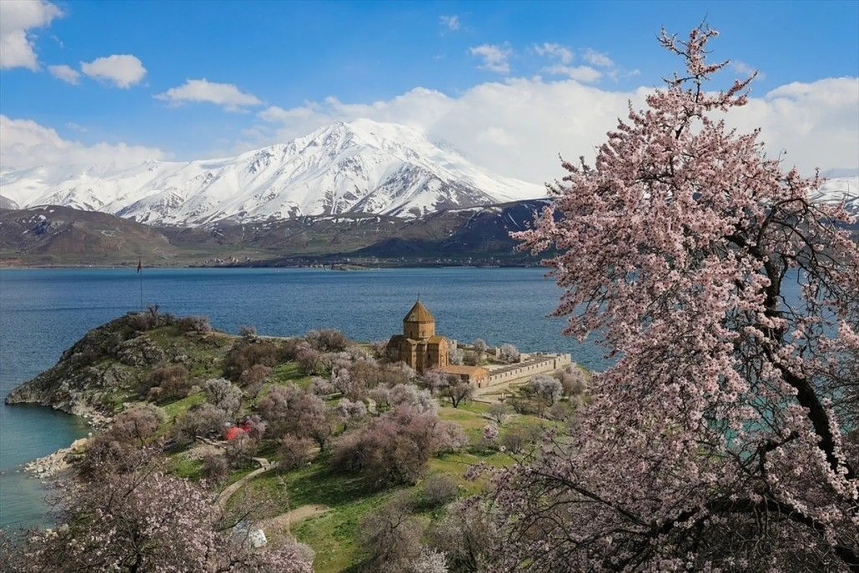 Çiçeklere bürünen Akdamar Adası görsel şölen sunuyor