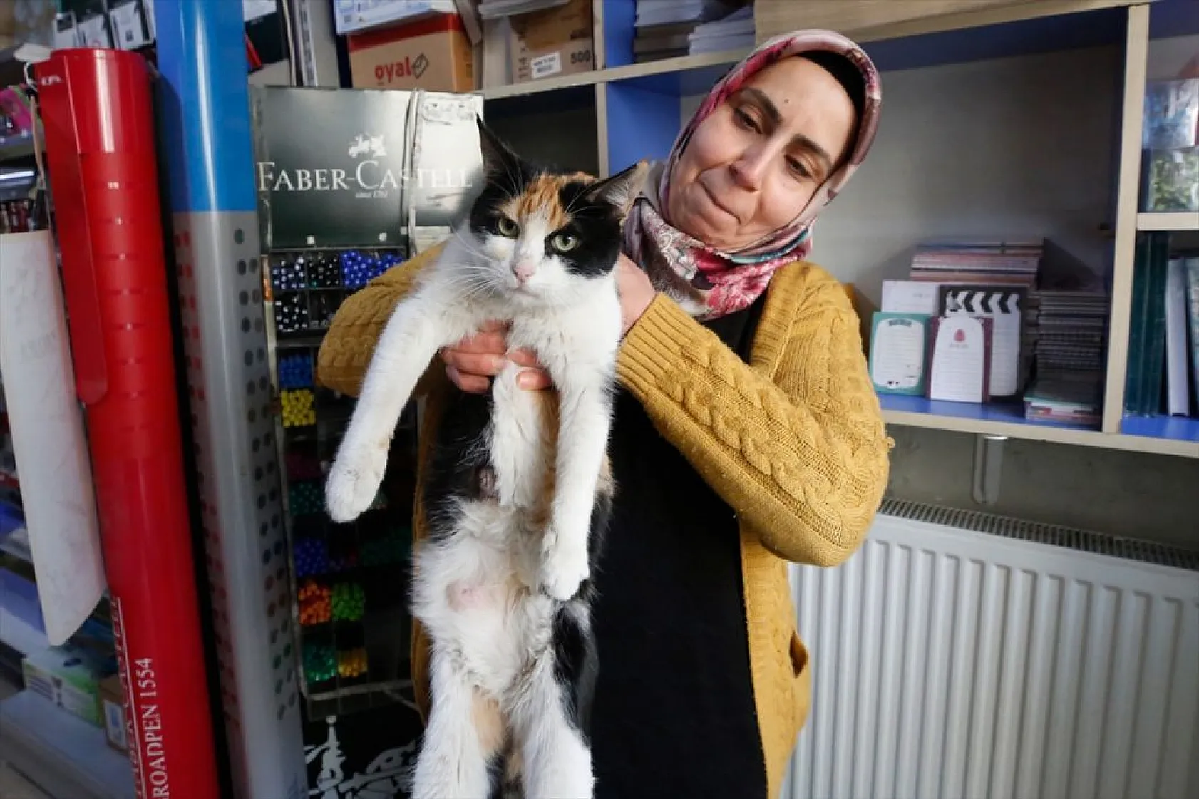 'Mestan' adını verdiği kediye 3 yıldır gözü gibi bakıyor