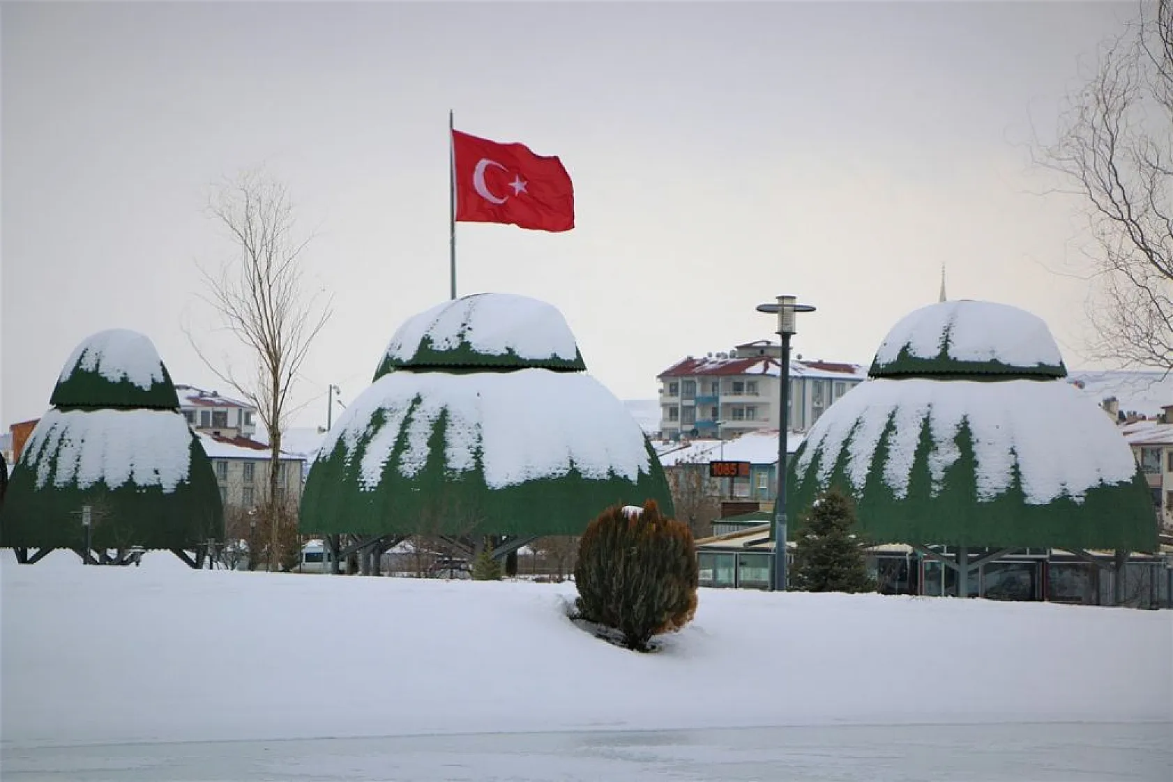 Soğuk hava süs havuzlarını dondurdu