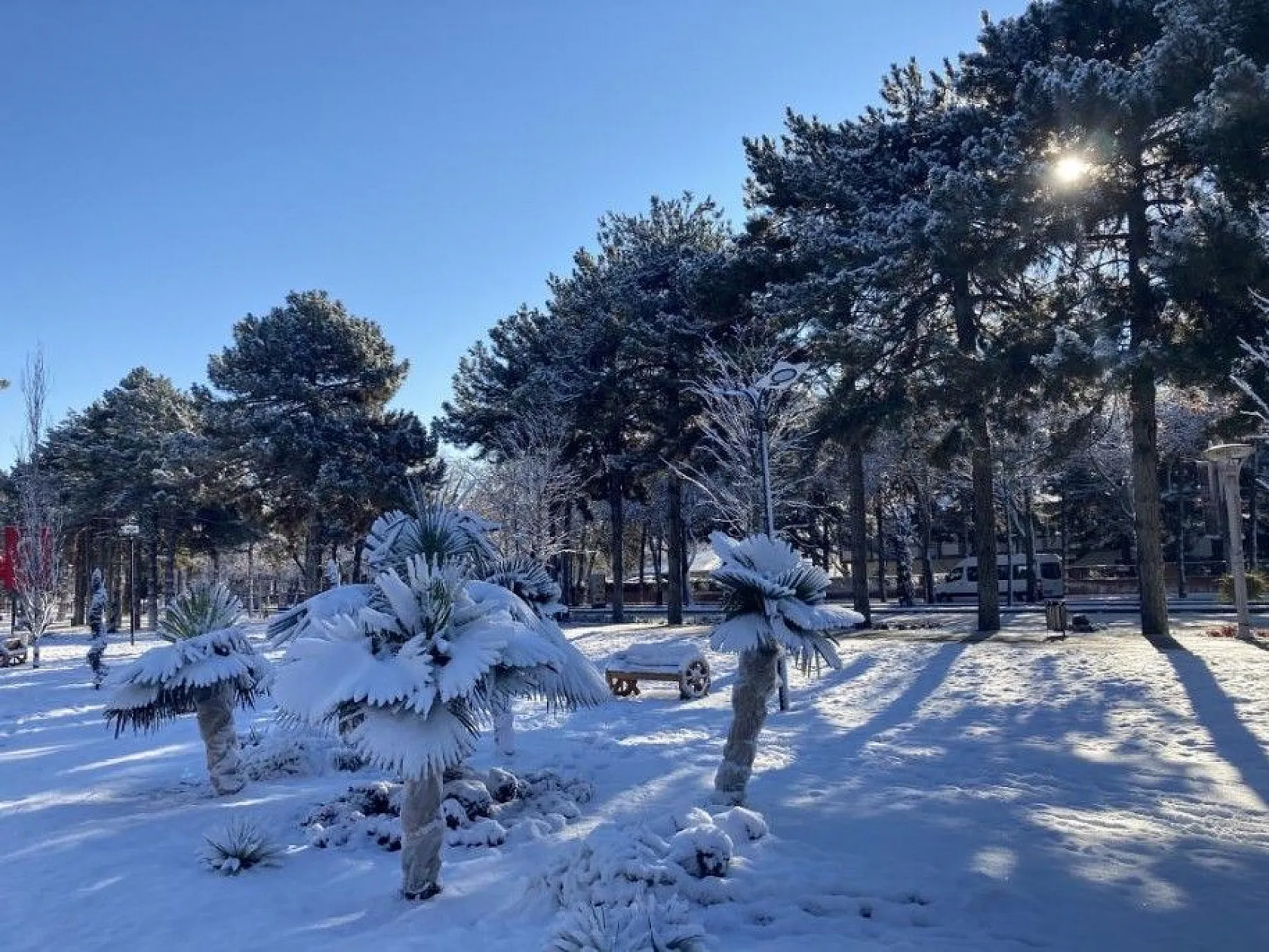 Sessizliğe bürünen Elazığ güne karla uyandı