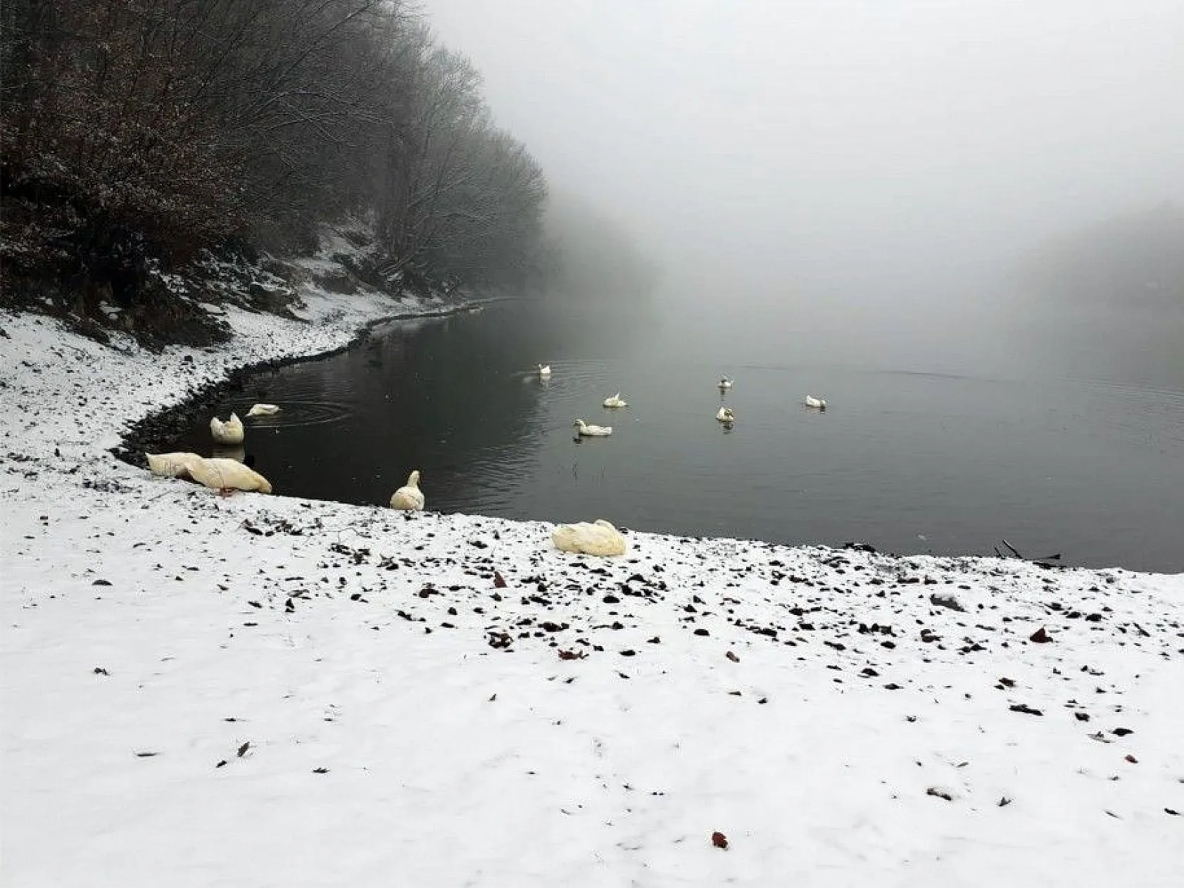 Boraboy Gölü'nde kar güzelliği