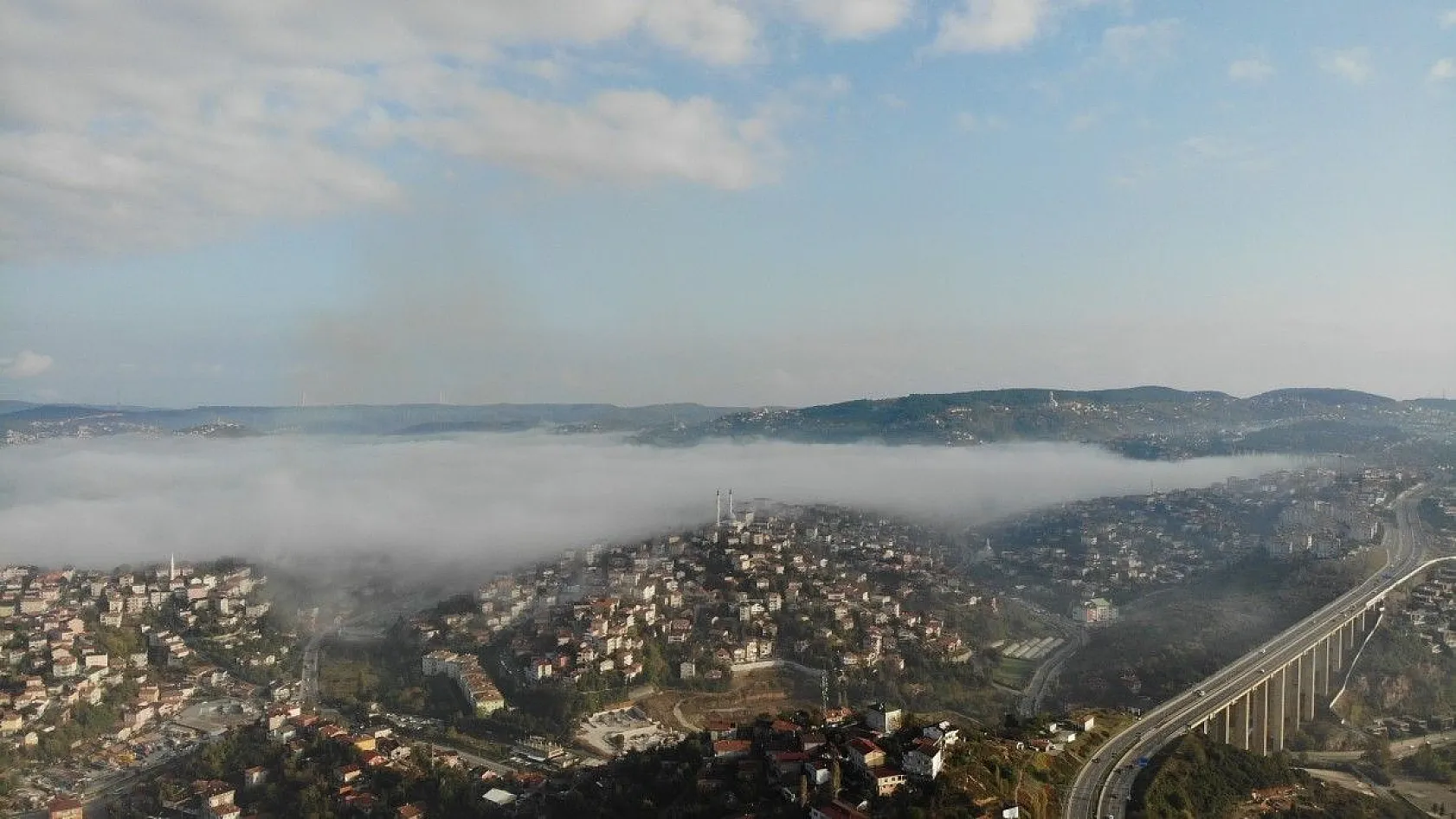 Sisler altında kalan İstanbul havadan görüntülendi