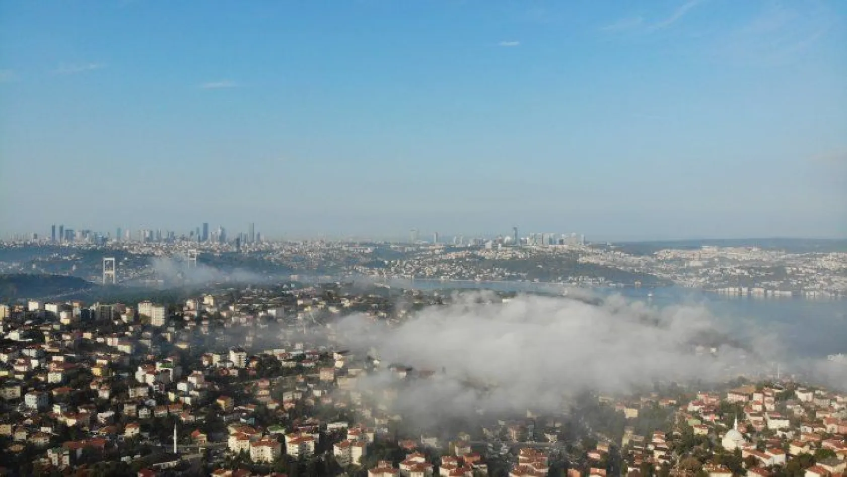 Sisler altında kalan İstanbul havadan görüntülendi