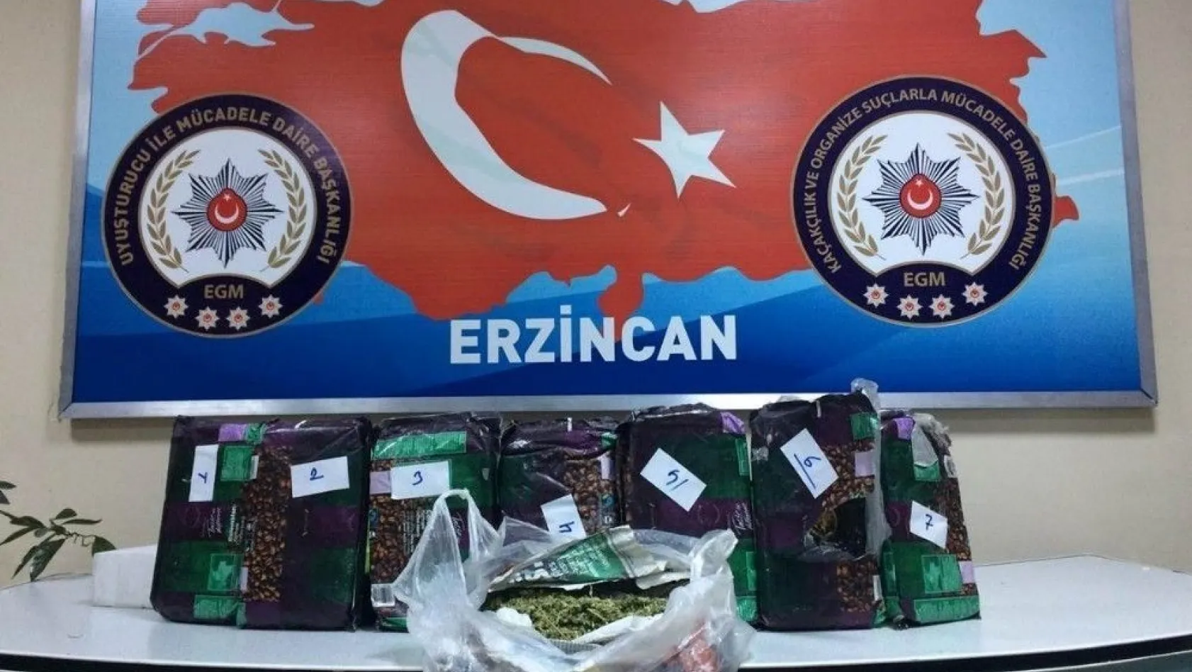 Erzincan'da detektör köpeği 'Maço' 7 kilo eroin yakaladı
