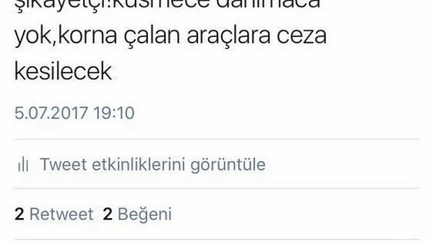 Vali Gül sosyal medyadan 'korna' uyarısı yaptı
