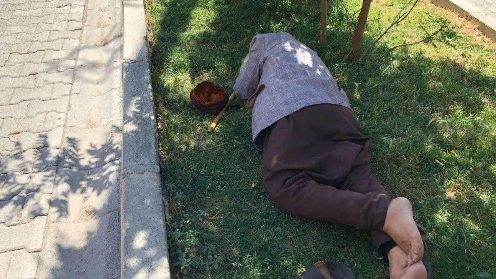 Diyarbakır'da sıcaklardan bunalan yaşlı adam refüje yattı
