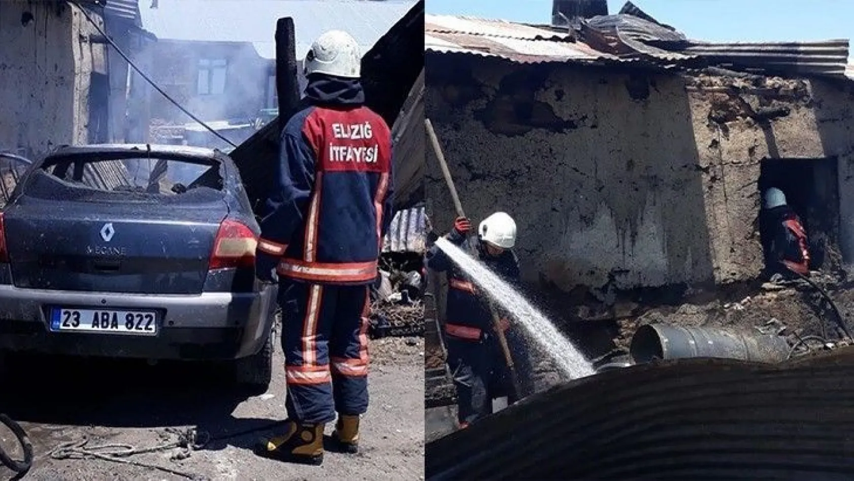 Elazığ'da ev ve araç yangını