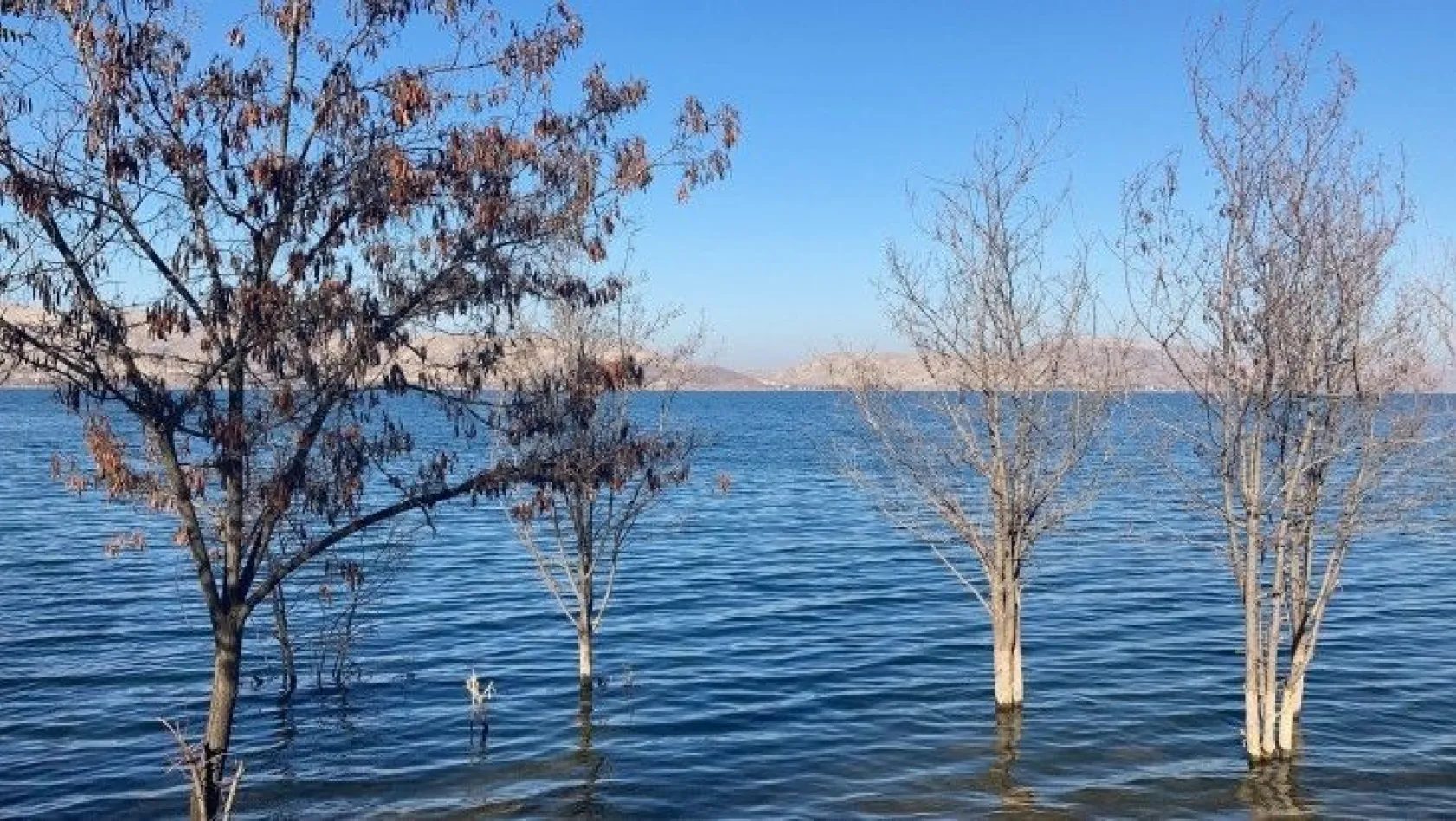 Hazar Gölü'ndeki yükselen su seviyesi dikkat çekti
