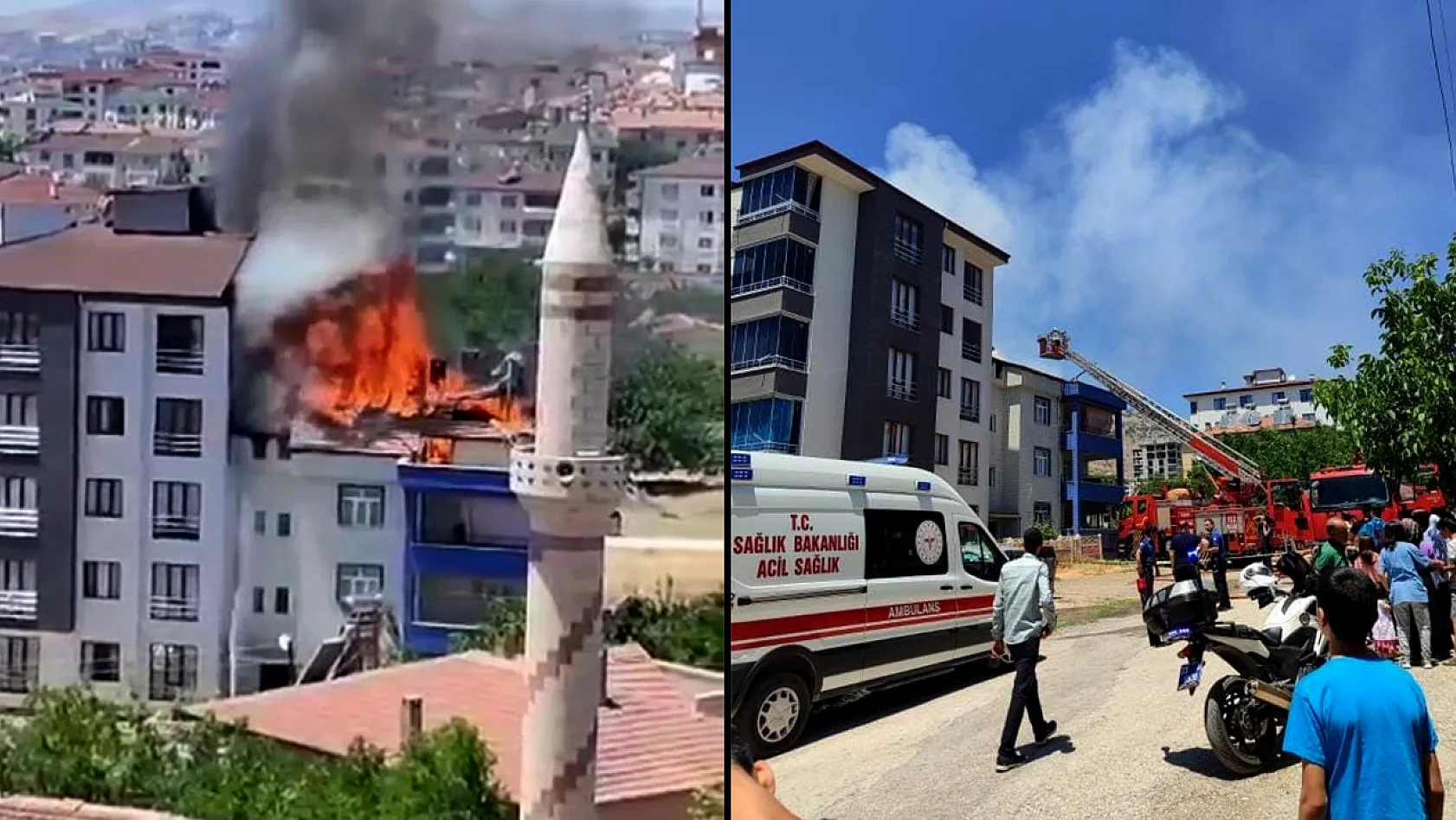 Elazığ'da çatı yangını