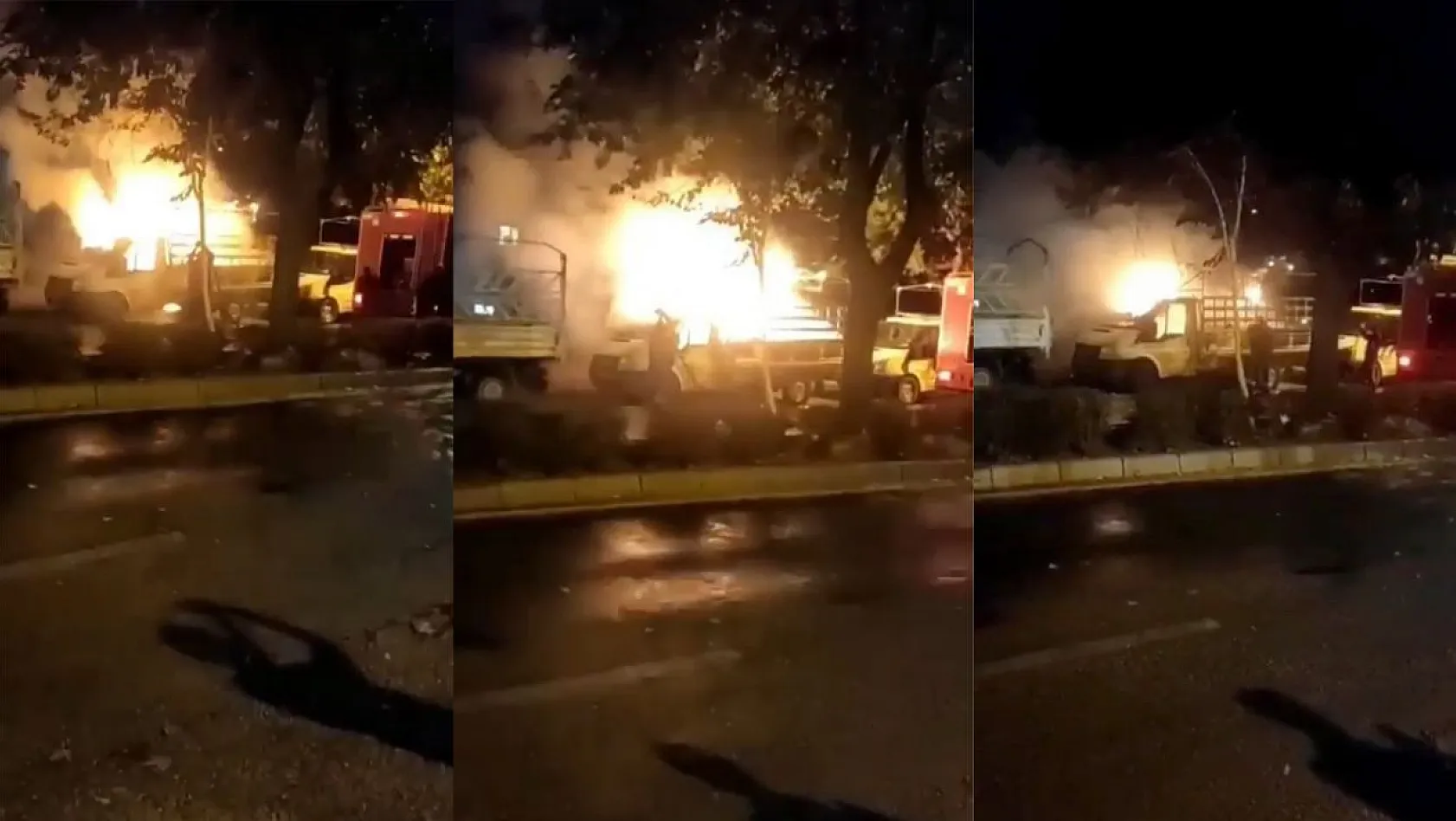 Park halindeki pikap alev alev yandı