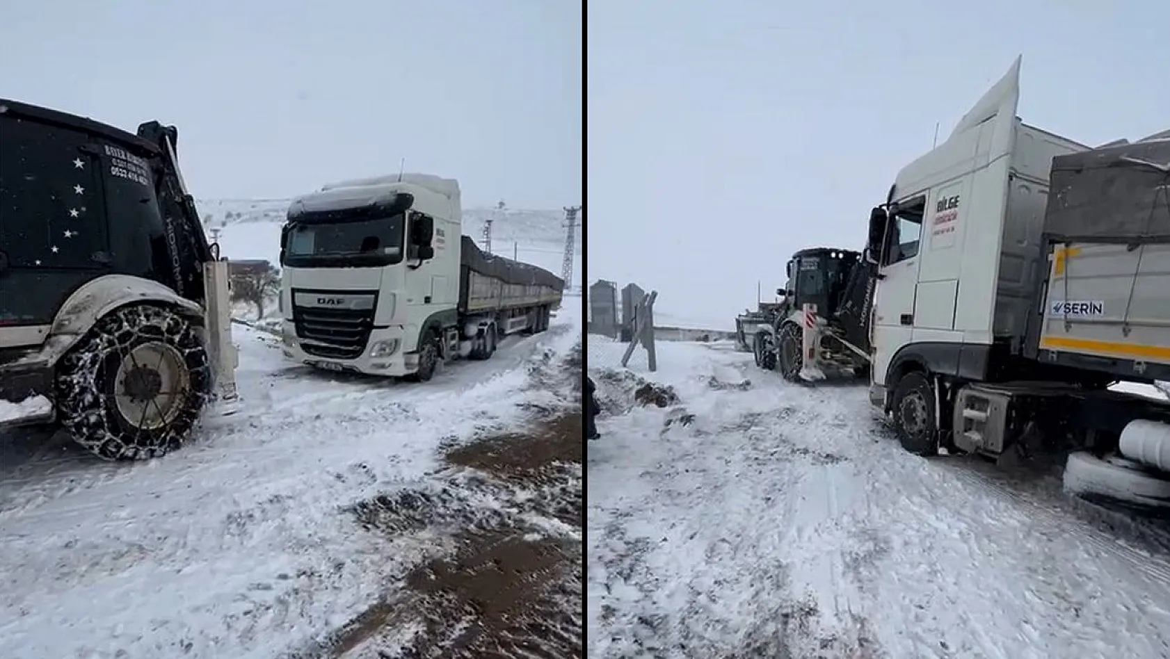 Yolda kalan tırın yardımına, ekipler yetişti