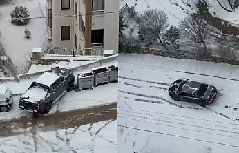 Elazığ'da karda kayan araçlar kamerada