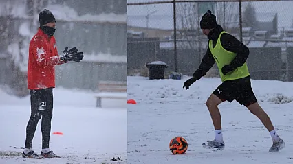 Yoğun kar yağışı altında antrenman