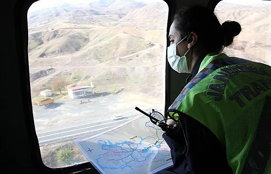 Elazığ'da helikopter destekli trafik denetimi