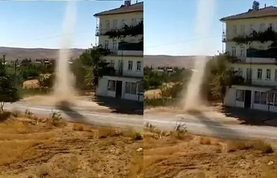 Elazığ'da meydana gelen hortum kamerada