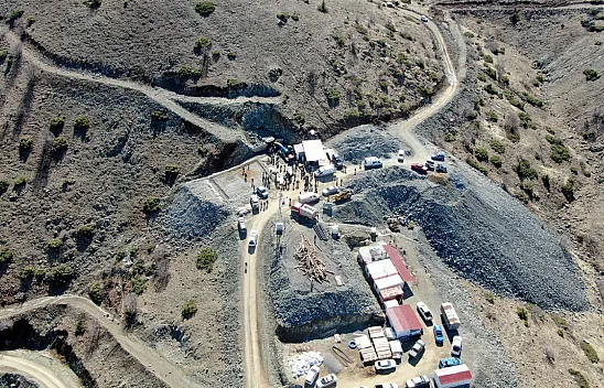 Göçük alanı dron ile görüntülendi