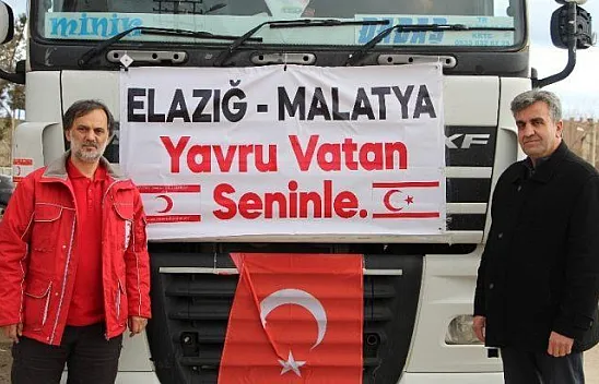 Yavru vatan Kıbrıs'tan depremzedelere 2 tır yardım
