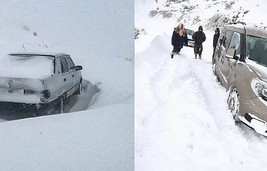 Yolda mahsur kalan 6 kişi yardım bekliyor!