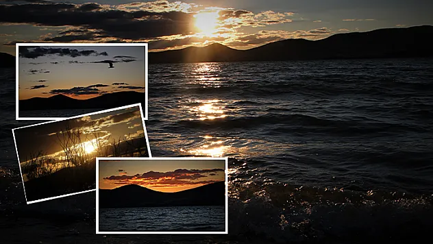 Hazar Gölü'nde eşsiz günbatımı