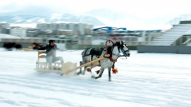 Erzurum'da atlı kızak yarışı