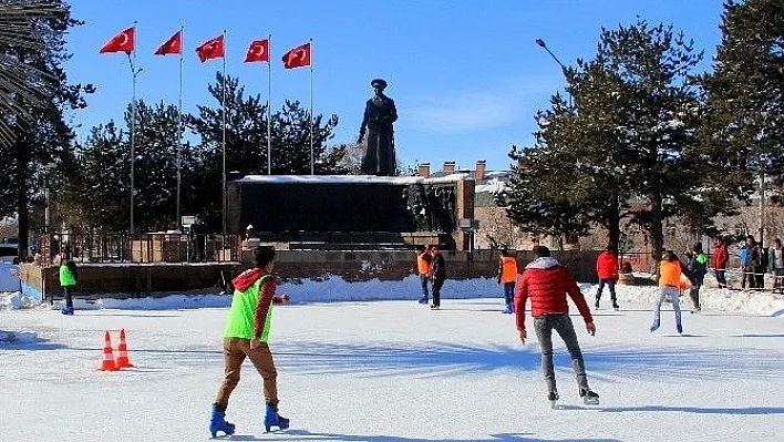 Süs havuzunda 'buz pateni' eğitimi
