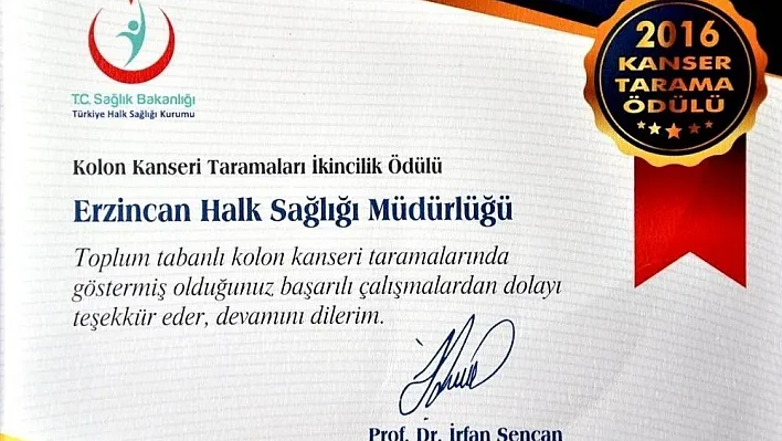 Erzincan, kanser taramalarında Türkiye birincisi oldu
