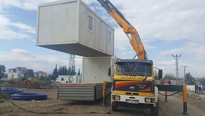 Samsat'ta konteyner kurulumu çalışmaları hızla devam ediyor
