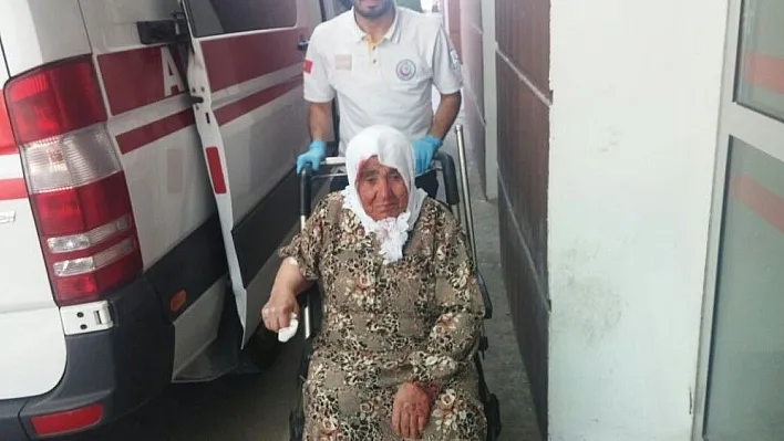 Yaşlı kadın damdan düştü

