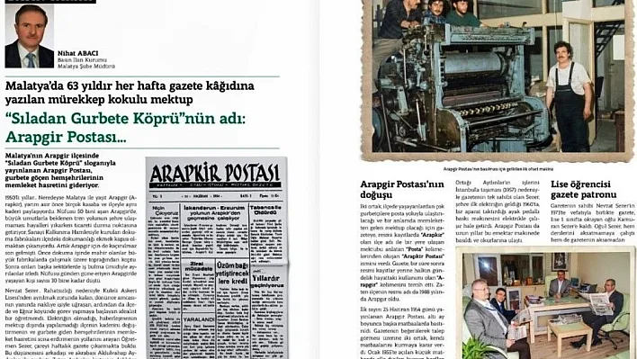 63 Yıllık gazete, Basın Hayatı Dergisi'nde
