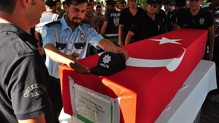 Şaka kurbanı polis, son yolculuğuna uğurlandı
