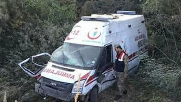 Ambulans şarampole devrildi: 3 yaralı
