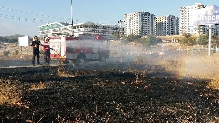 Yol kenarındaki anız yangını söndürüldü
