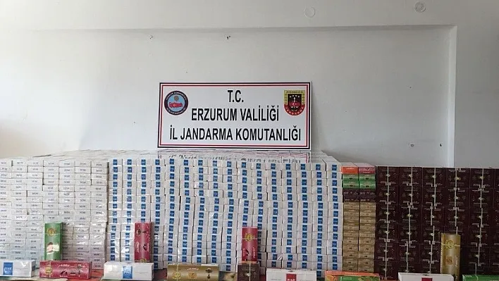 Erzurum'da 22 bin 700 paket kaçak sigara ile 37 bin gram tütün ele geçirildi
