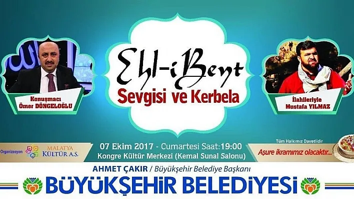 Malatyalılara Ehl-i Beyt sevgisi ve Kerbela anlatılacak
