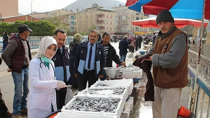Veterinerden halk pazarında balık denetimi
