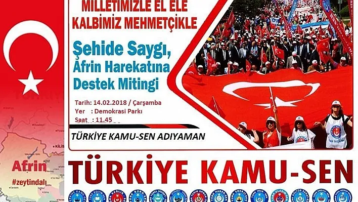Zeytin Dalı Harekatına destek için miting düzenlenecek
