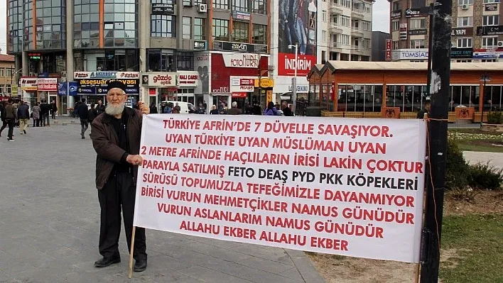 Afrin'e destek için 80 yaşındaki şahıs saatlerce ayakta bekledi
