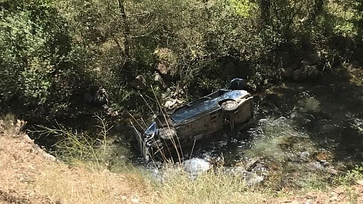 Dereye uçan otomobilin sürücüsü yaralandı
