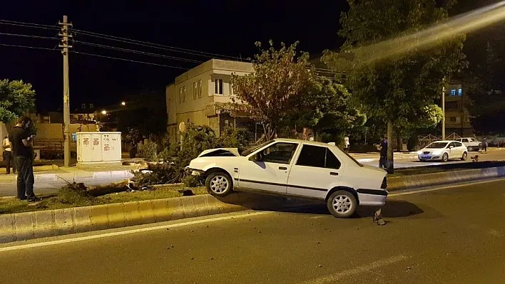 Kontrolden çıkan otomobil ağaca çarparak durabildi
