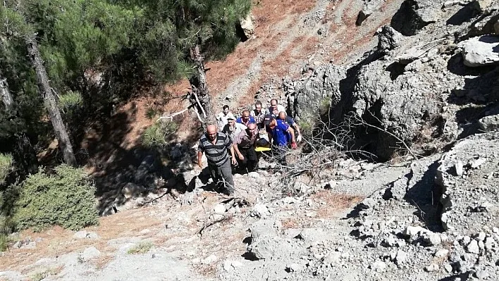 Katırın sırtından uçuruma yuvarlanan kadını AFAD kurtardı
