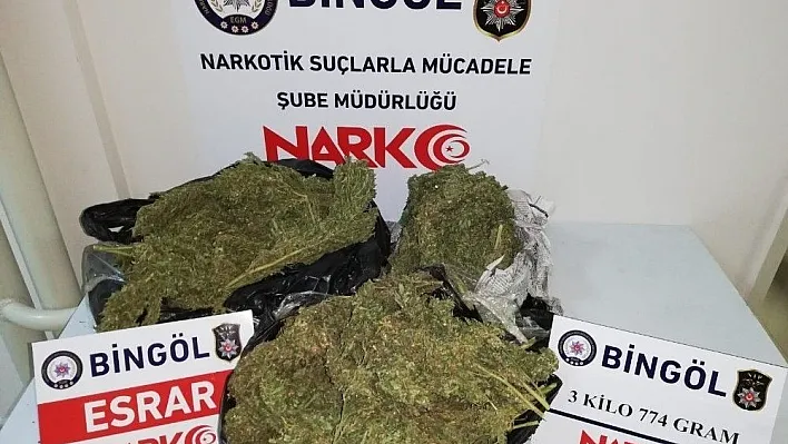 Bingöl'de 11 kilo esrar ele geçirildi, 3 şüpheli tutuklandı
