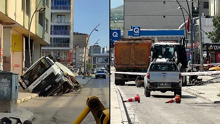 Ağır hasarlı bina önünde çökme!