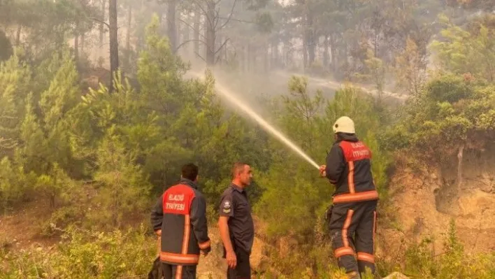 Elazığ Belediyesi itfaiye ekipleri yangın bölgesinde