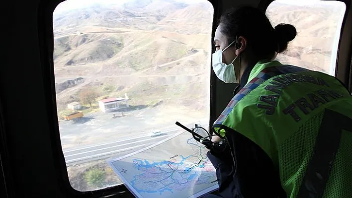 Elazığ'da helikopter destekli trafik denetimi