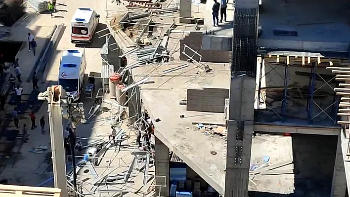 Elazığ'da inşaatın iskelesi çöktü! Yaralılar var