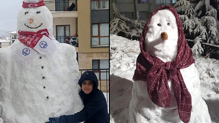 Elazığ'da kardan adam şöleni