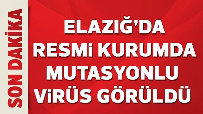 Elazığ'da resmi kurumda mutasyonlu virüs görüldü