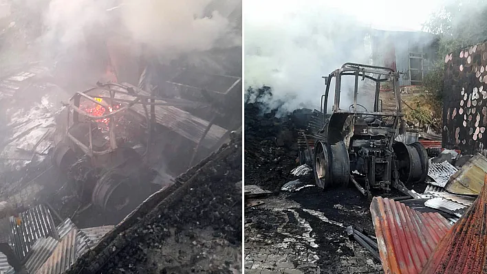 Elazığ'da traktör alev alev yandı